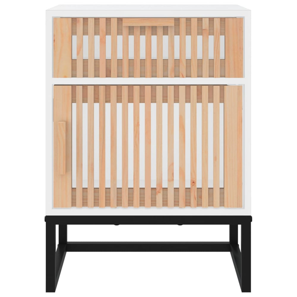 Nachtkastjes 2 st 40x30x55,5 cm bewerkt hout en ijzer wit MeubelReus