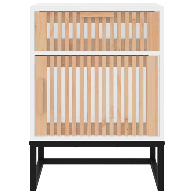 Nachtkastjes 2 st 40x30x55,5 cm bewerkt hout en ijzer wit MeubelReus