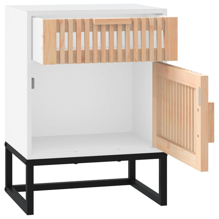 Nachtkastjes 2 st 40x30x55,5 cm bewerkt hout en ijzer wit MeubelReus
