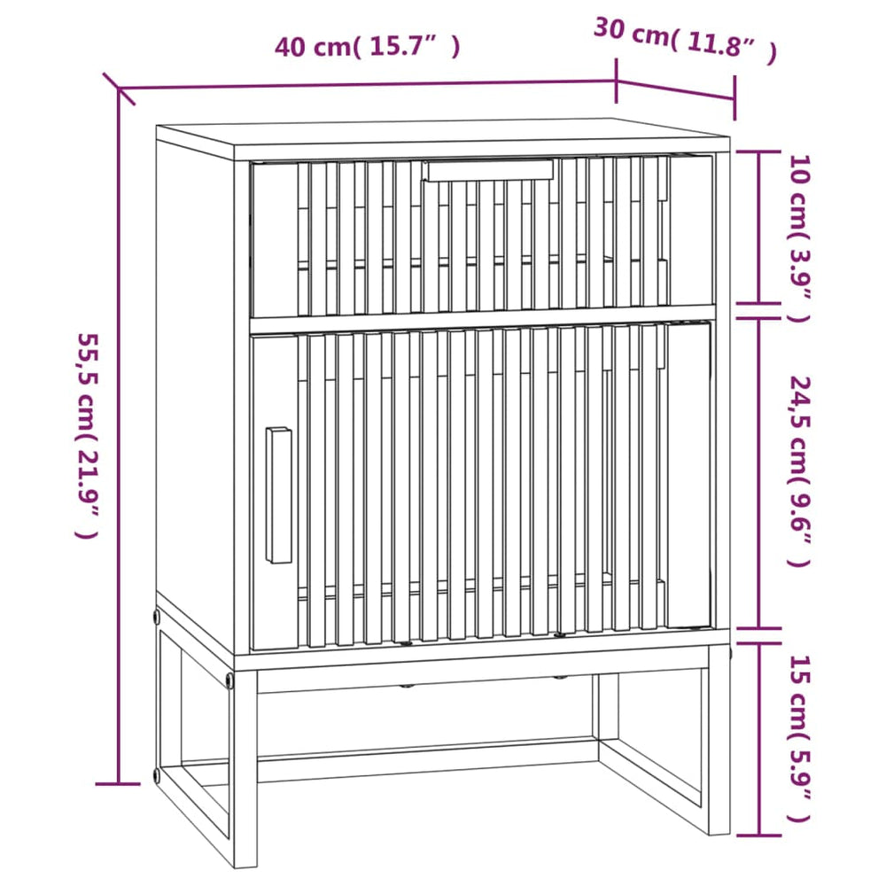 Nachtkastjes 2 st 40x30x55,5 cm bewerkt hout en ijzer wit MeubelReus