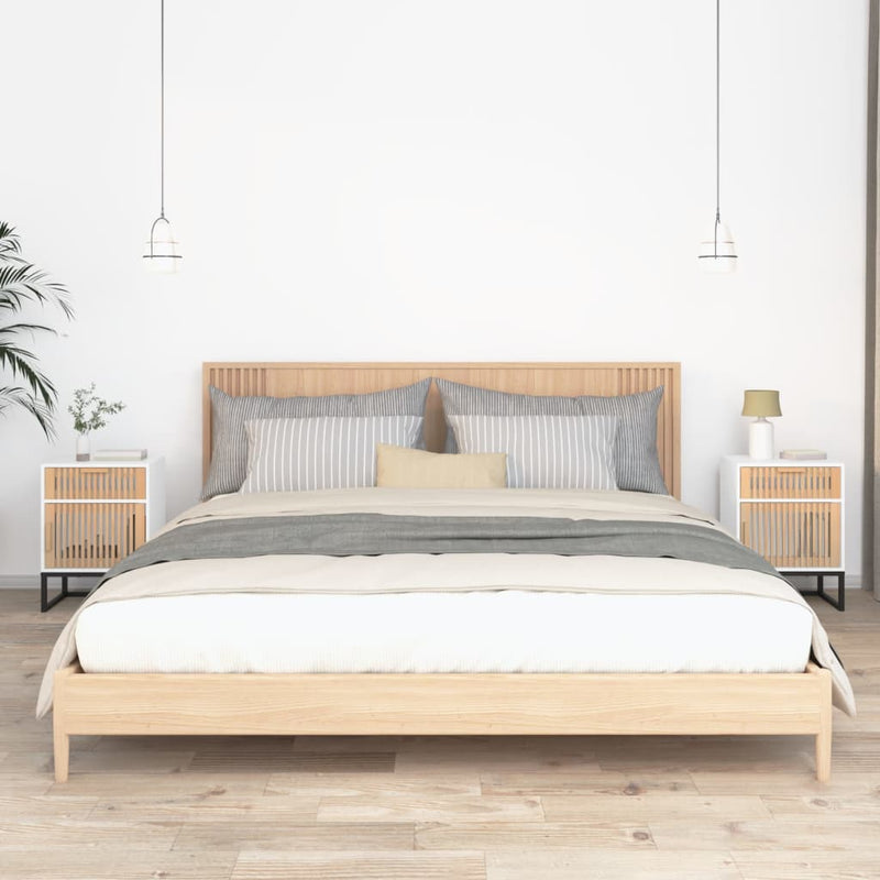 Nachtkastjes 2 st 40x30x55,5 cm bewerkt hout en ijzer wit MeubelReus