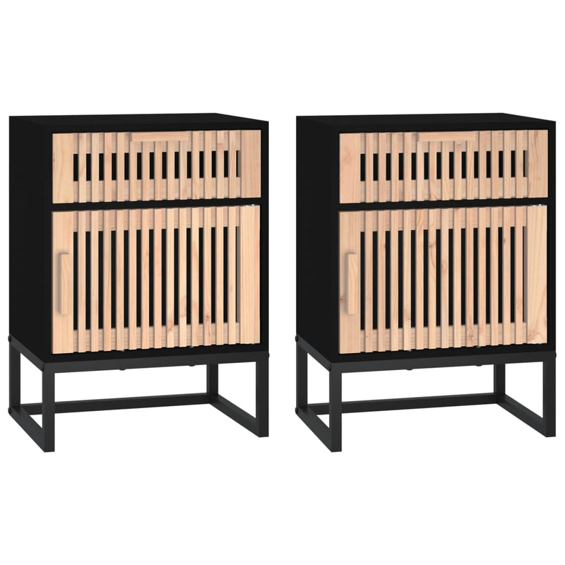 Nachtkastjes 2 st 40x30x55,5 cm bewerkt hout en ijzer zwart MeubelReus