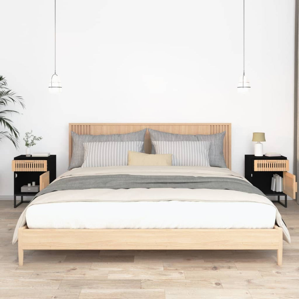 Nachtkastjes 2 st 40x30x55,5 cm bewerkt hout en ijzer zwart MeubelReus