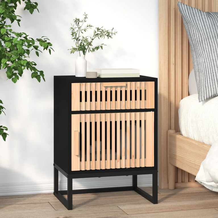 Nachtkastjes 2 st 40x30x55,5 cm bewerkt hout en ijzer zwart MeubelReus
