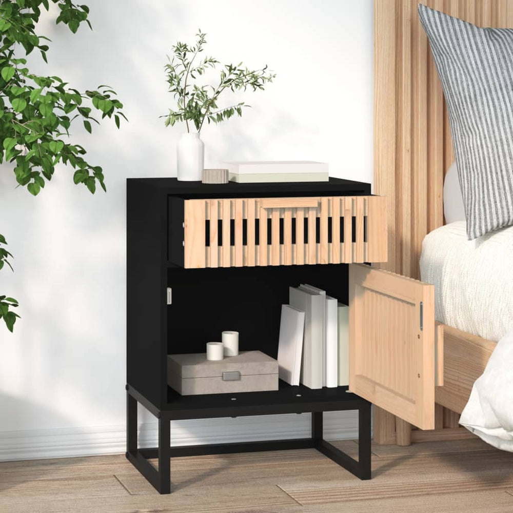 Nachtkastjes 2 st 40x30x55,5 cm bewerkt hout en ijzer zwart MeubelReus