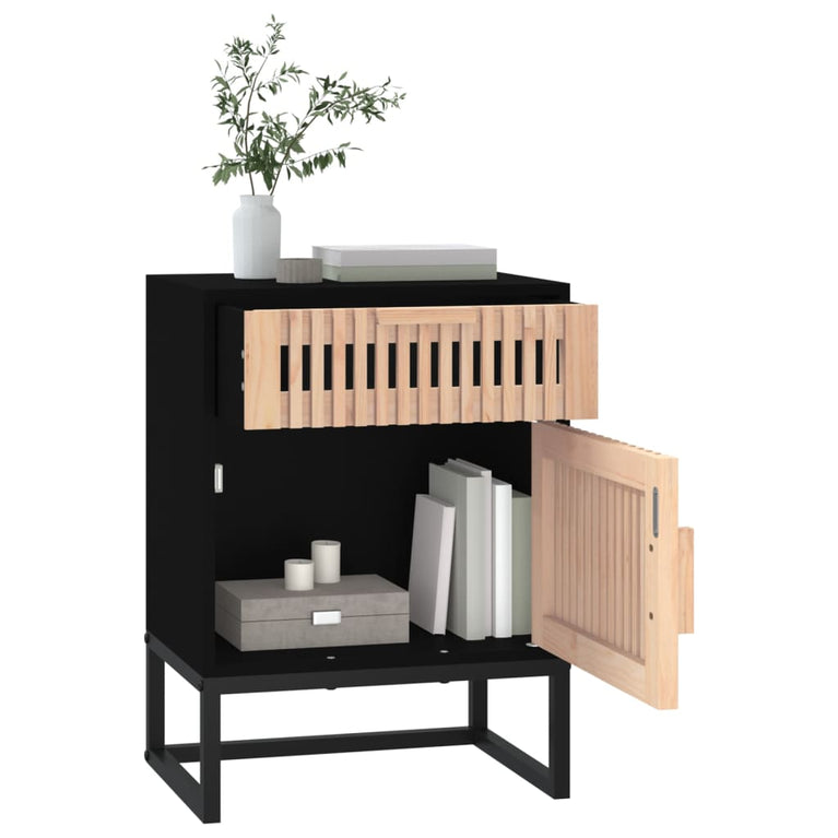 Nachtkastjes 2 st 40x30x55,5 cm bewerkt hout en ijzer zwart MeubelReus