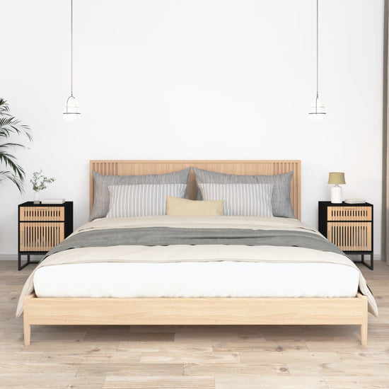 Nachtkastjes 2 st 40x30x55,5 cm bewerkt hout en ijzer zwart MeubelReus