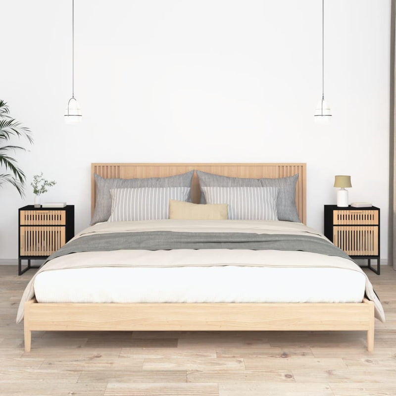 Nachtkastjes 2 st 40x30x55,5 cm bewerkt hout en ijzer zwart MeubelReus