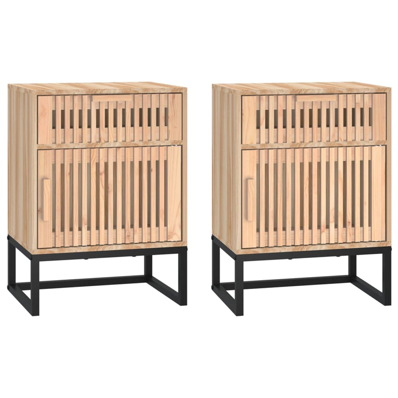 Nachtkastjes 2 st 40x30x55,5 cm bewerkt hout en ijzer MeubelReus