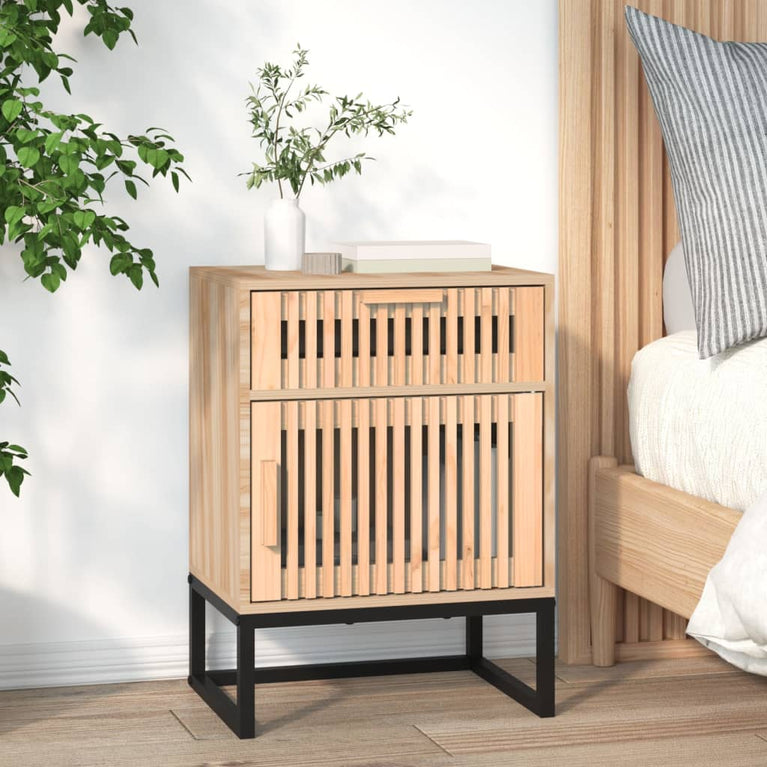 Nachtkastjes 2 st 40x30x55,5 cm bewerkt hout en ijzer MeubelReus