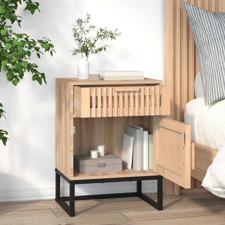 Nachtkastjes 2 st 40x30x55,5 cm bewerkt hout en ijzer MeubelReus