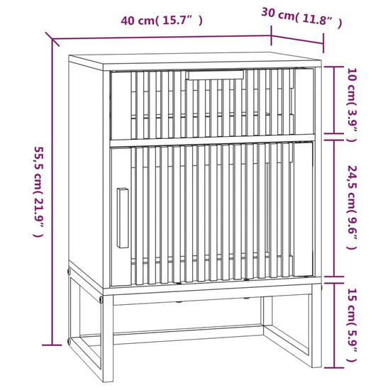 Nachtkastjes 2 st 40x30x55,5 cm bewerkt hout en ijzer MeubelReus