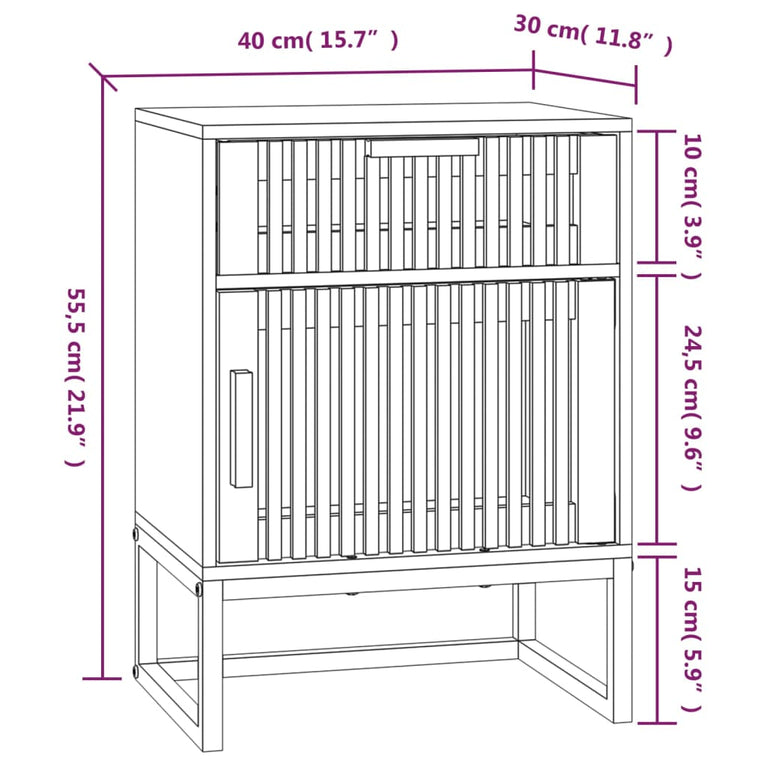 Nachtkastjes 2 st 40x30x55,5 cm bewerkt hout en ijzer MeubelReus