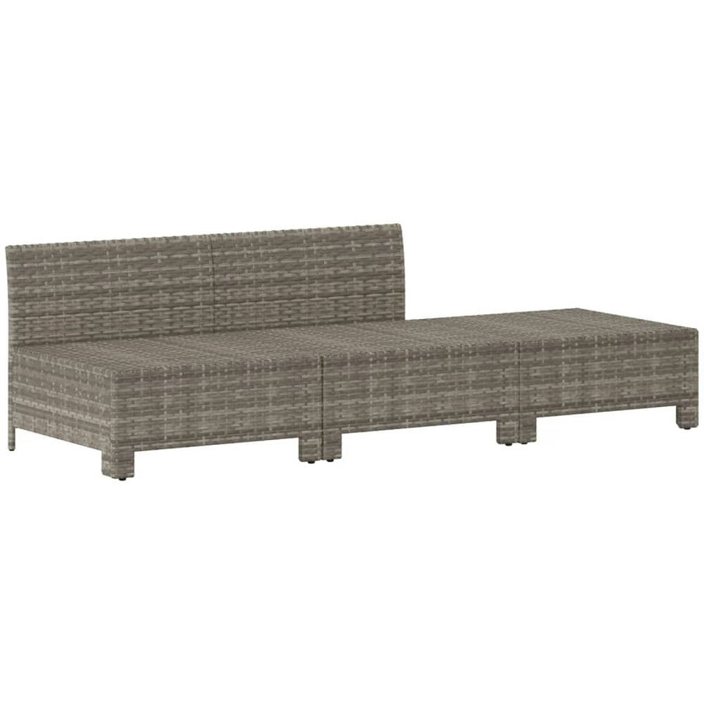 3-delige Loungeset met kussens poly rattan grijs MeubelReus