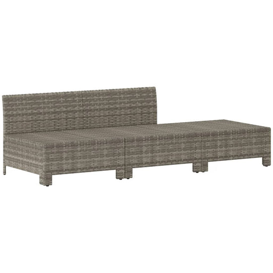 3-delige Loungeset met kussens poly rattan grijs MeubelReus