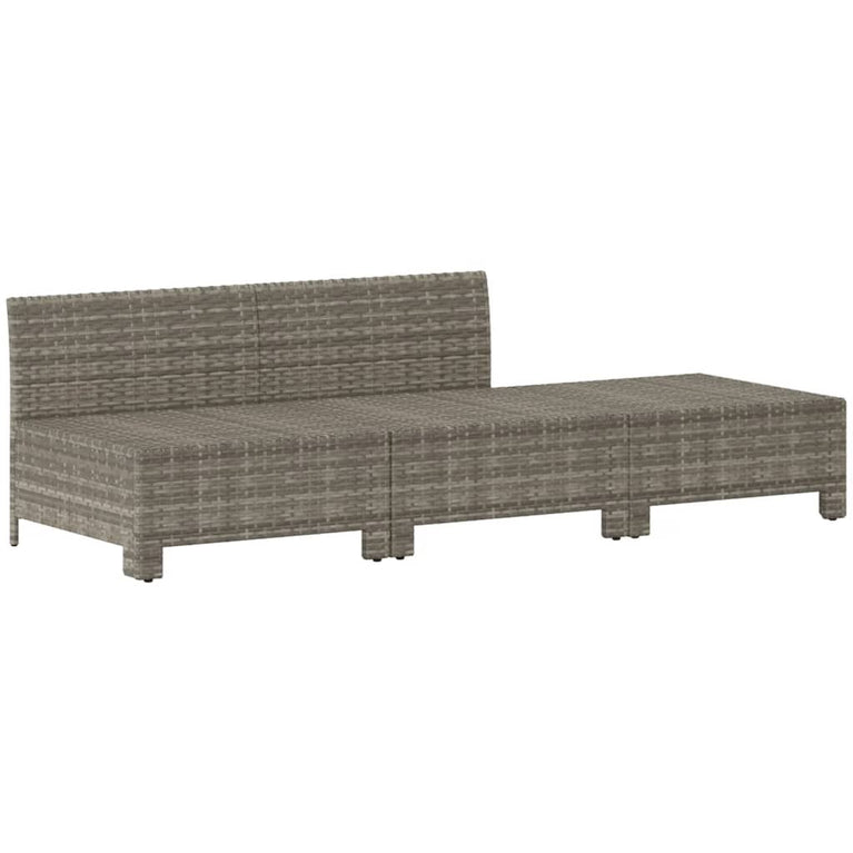 3-delige Loungeset met kussens poly rattan grijs MeubelReus