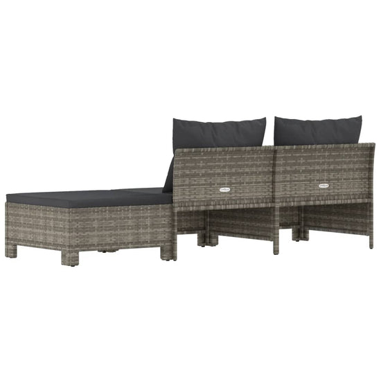 3-delige Loungeset met kussens poly rattan grijs MeubelReus