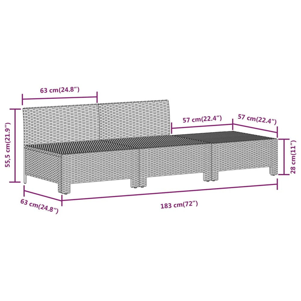 3-delige Loungeset met kussens poly rattan grijs MeubelReus