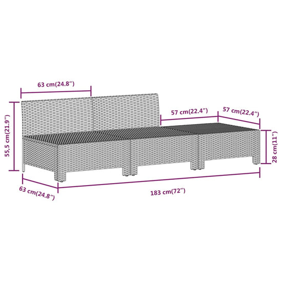 3-delige Loungeset met kussens poly rattan grijs MeubelReus