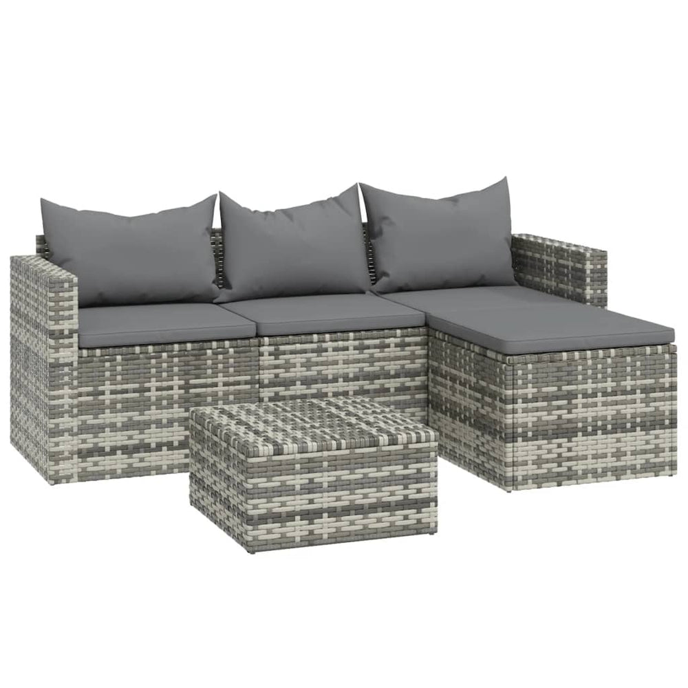 3-delige Loungeset met kussens poly rattan grijs MeubelReus