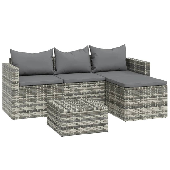 3-delige Loungeset met kussens poly rattan grijs MeubelReus