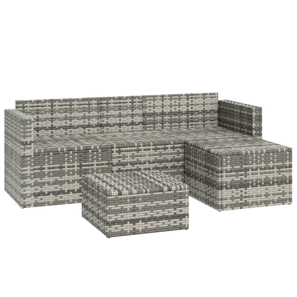 3-delige Loungeset met kussens poly rattan grijs MeubelReus