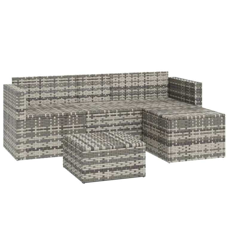 3-delige Loungeset met kussens poly rattan grijs MeubelReus