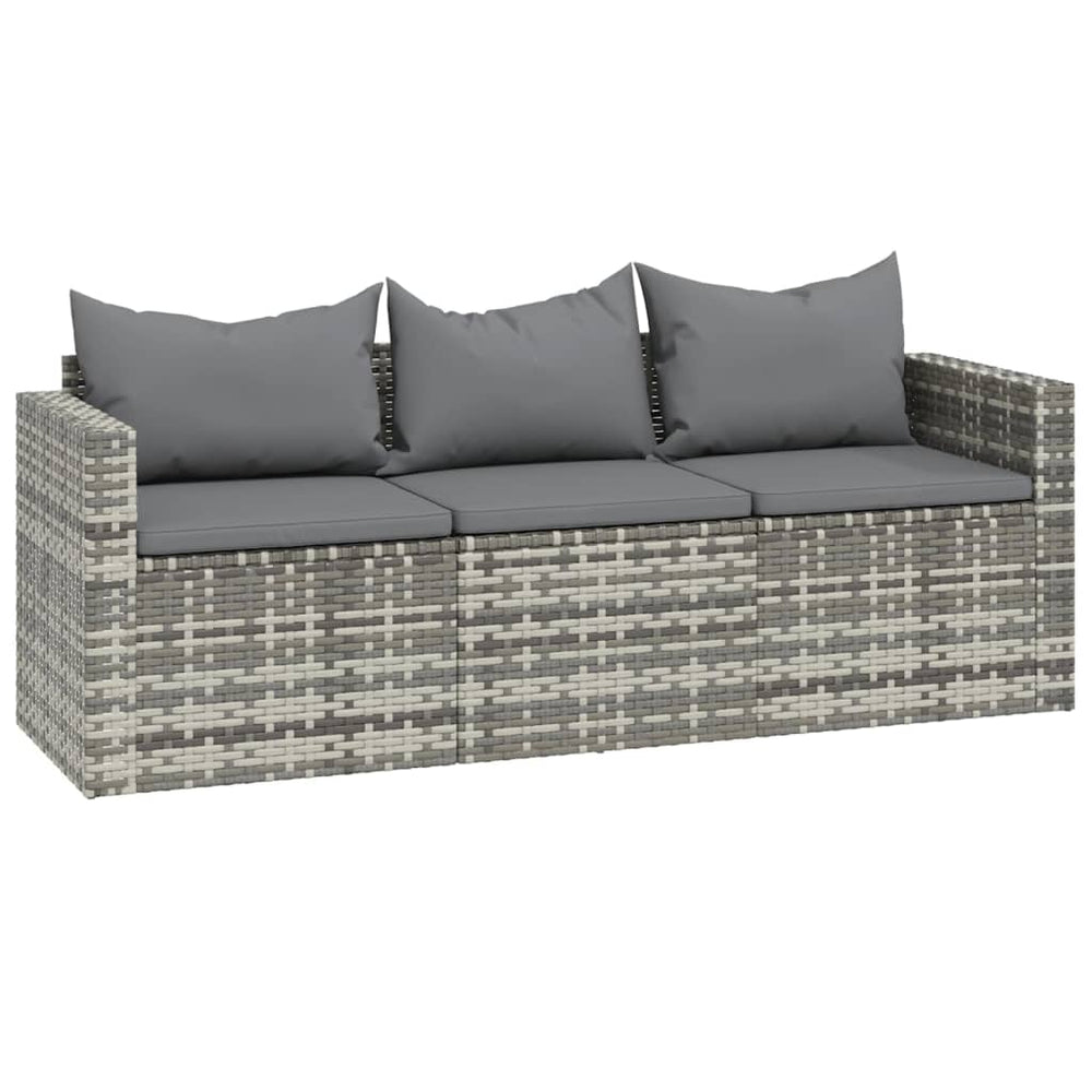 3-delige Loungeset met kussens poly rattan grijs MeubelReus