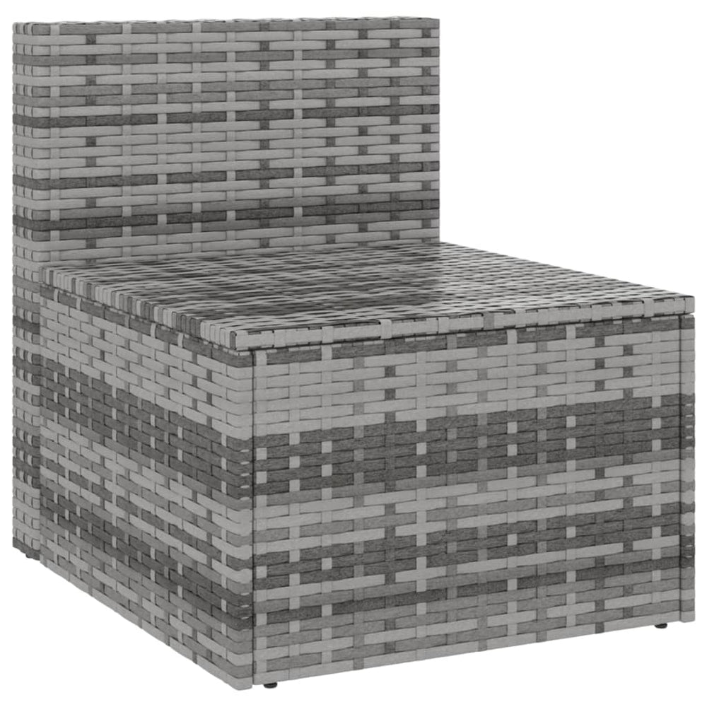 Tuinmiddenbank met kussens 2 st poly rattan grijs MeubelReus