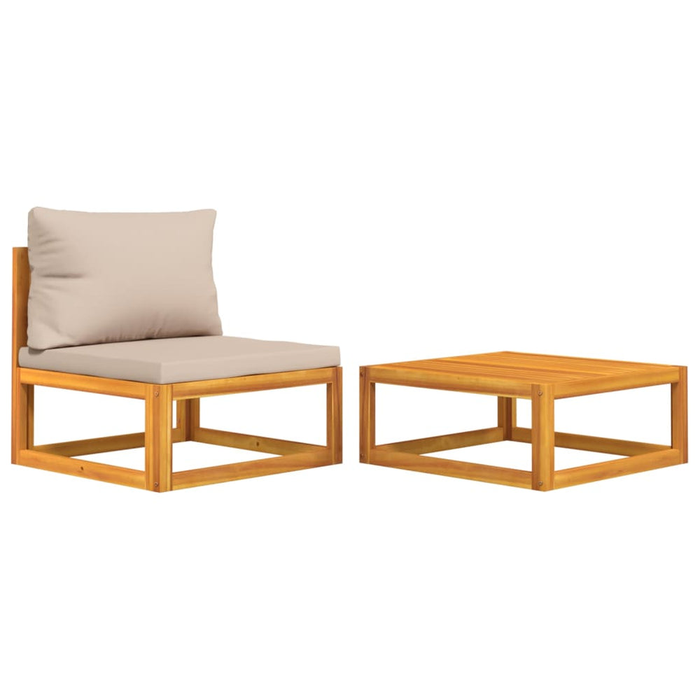 2-delige Loungeset met kussens massief acaciahout MeubelReus