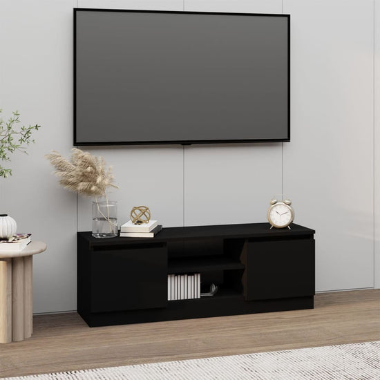 Tv-meubel met deur 102x30x36 cm zwart MeubelReus