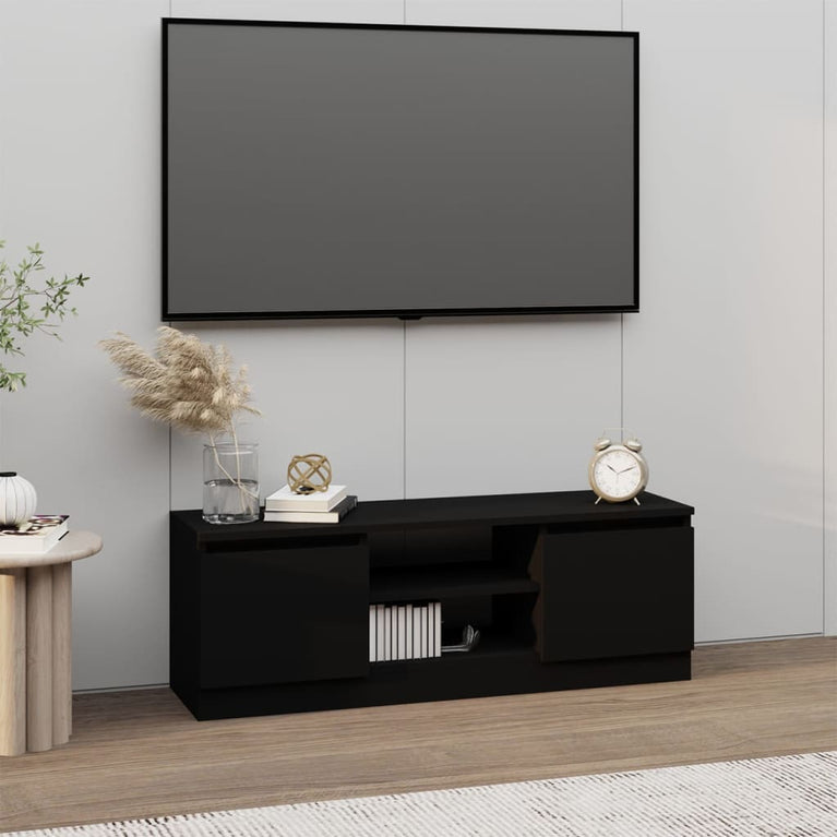 Tv-meubel met deur 102x30x36 cm zwart MeubelReus
