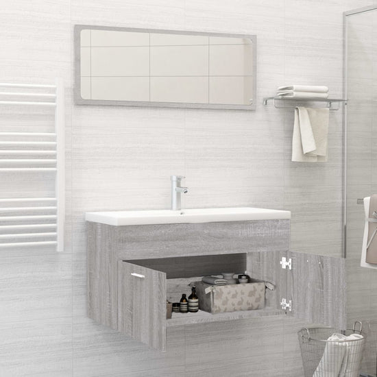2-delige Badkamermeubelset bewerkt hout grijs sonoma eikenkleur MeubelReus