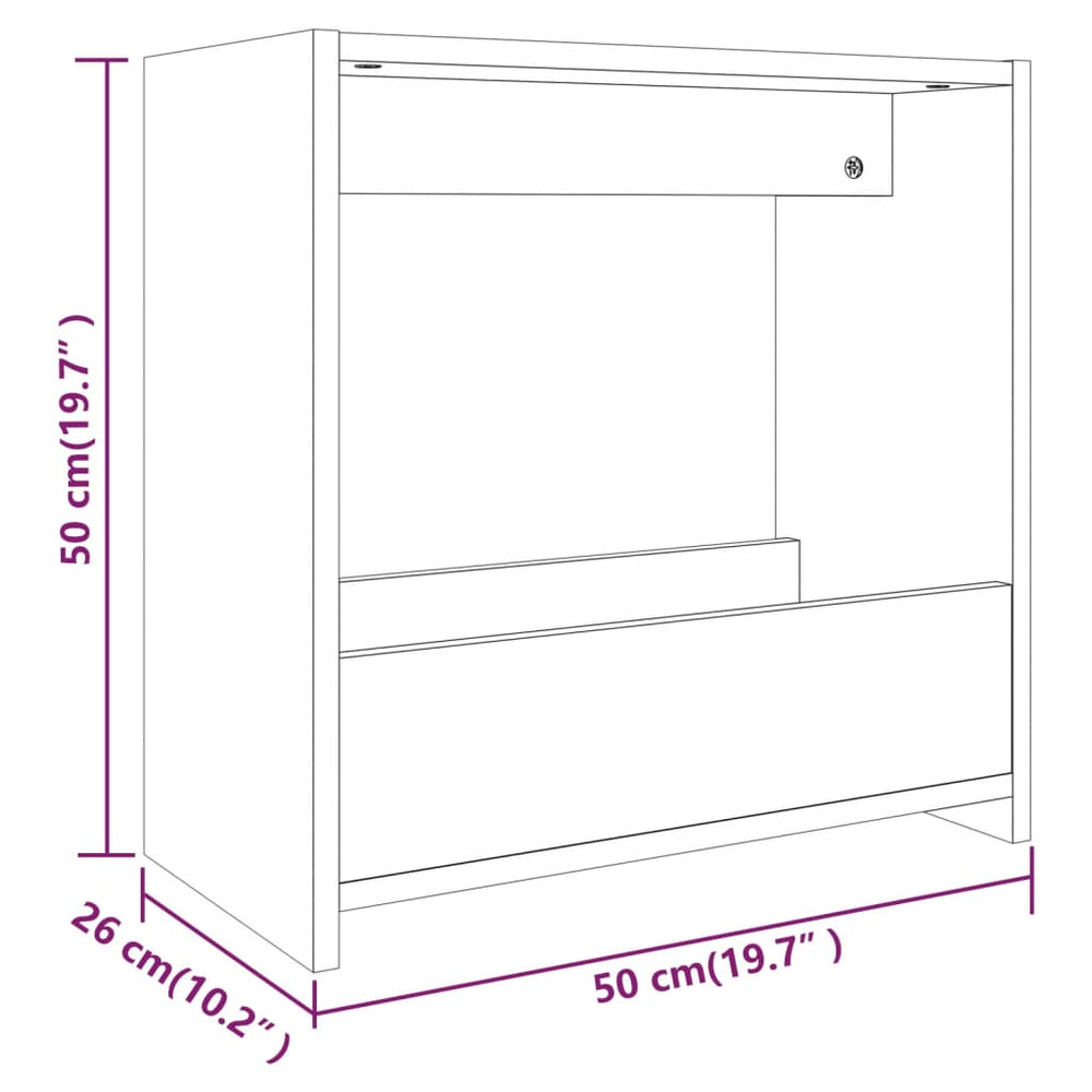 Bijzettafel 50x26x50 cm bewerkt hout gerookt eikenkleurig MeubelReus