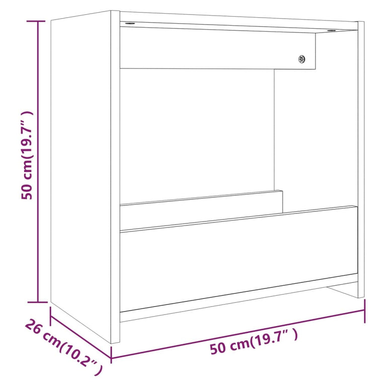 Bijzettafel 50x26x50 cm bewerkt hout gerookt eikenkleurig MeubelReus