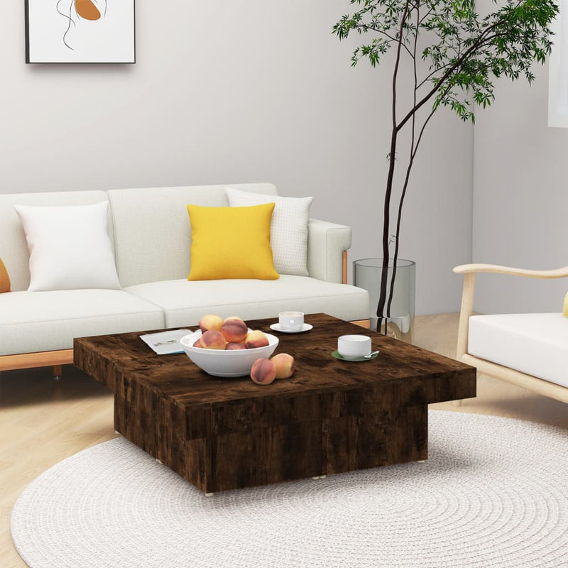 Salontafel 90x90x28 cm bewerkt hout gerookt eikenkleurig MeubelReus