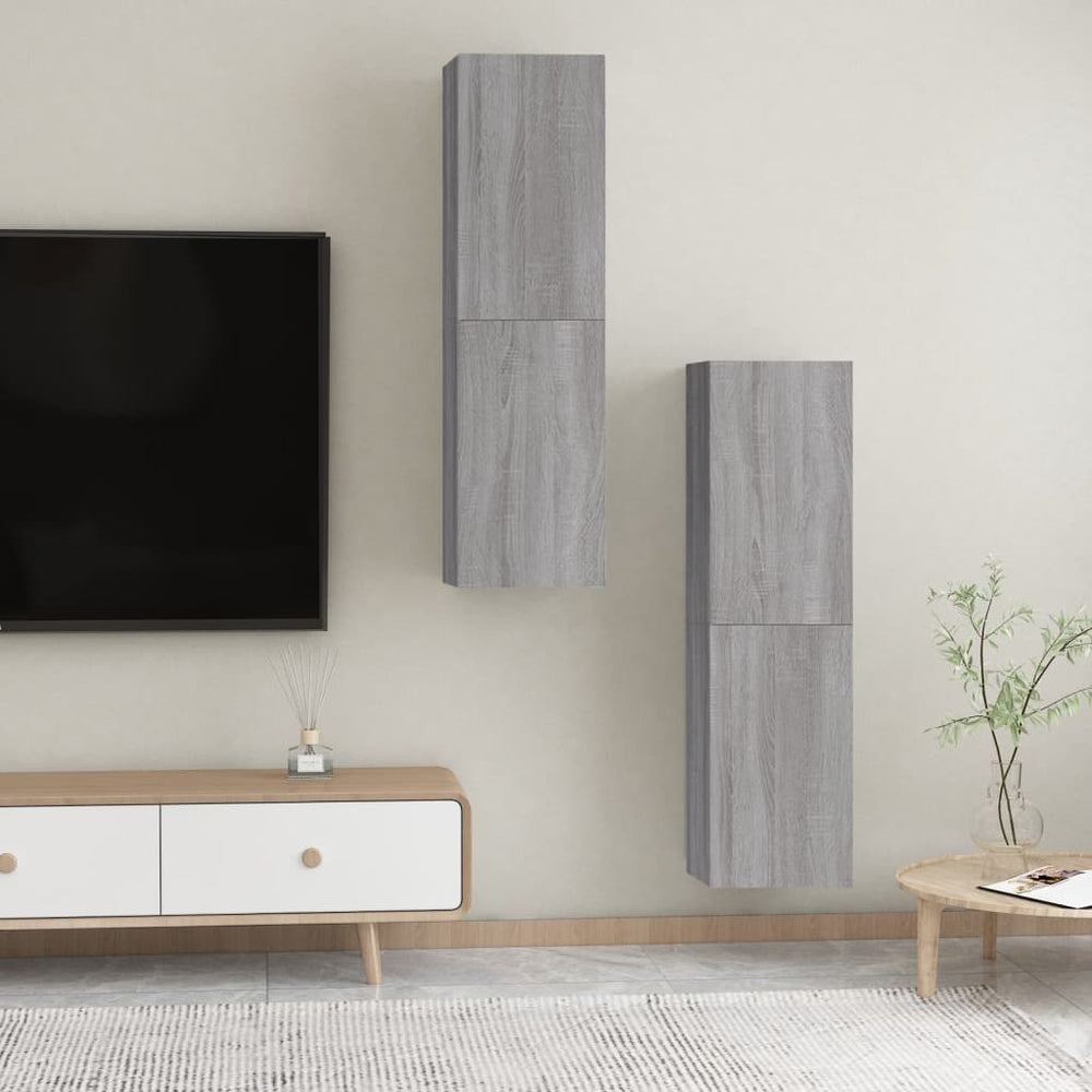 Tv-wandmeubels 2 st 30,5x30x110 cm grijs sonoma eikenkleurig MeubelReus