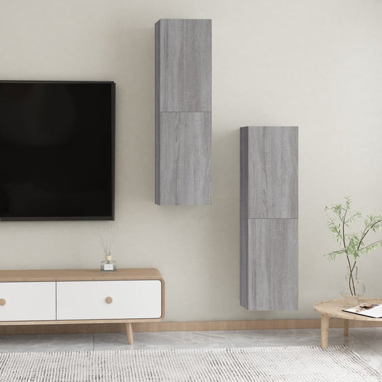 Tv-wandmeubels 2 st 30,5x30x110 cm grijs sonoma eikenkleurig MeubelReus
