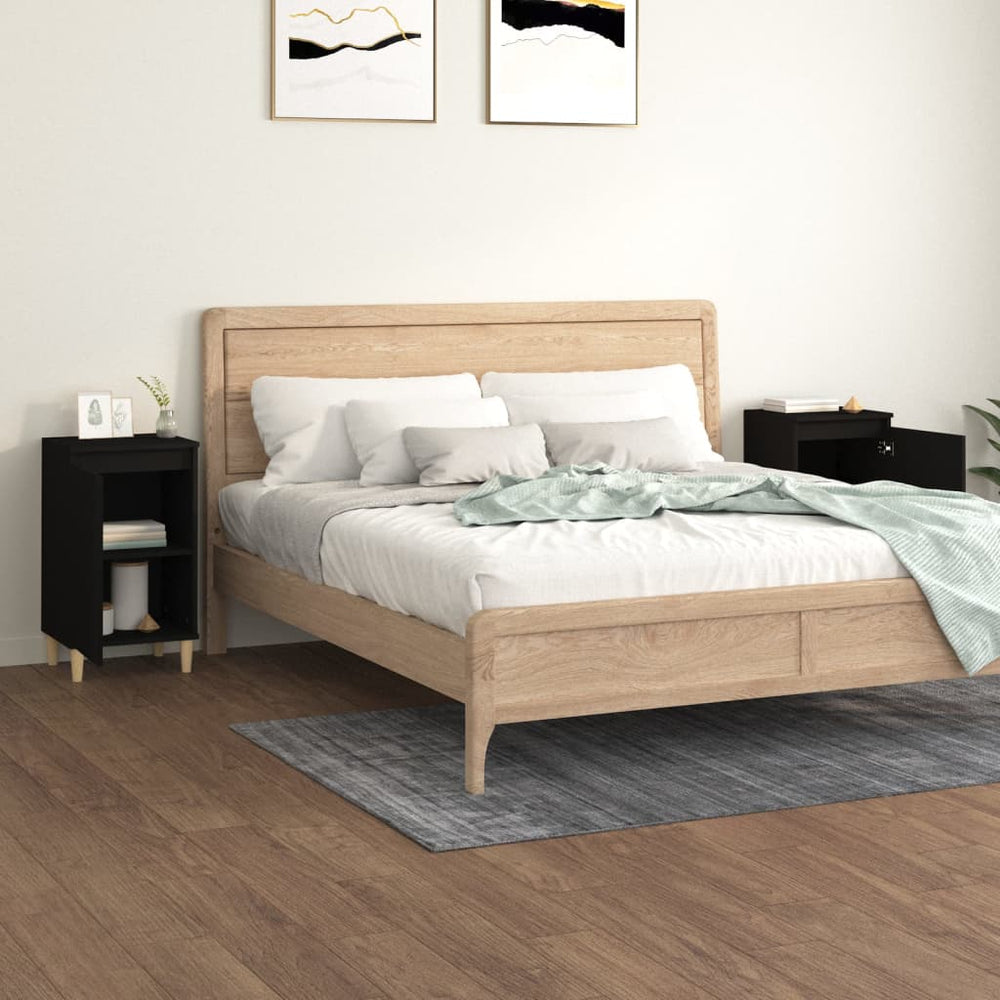 Nachtkastjes 2 st 40x35x70 cm bewerkt hout zwart MeubelReus