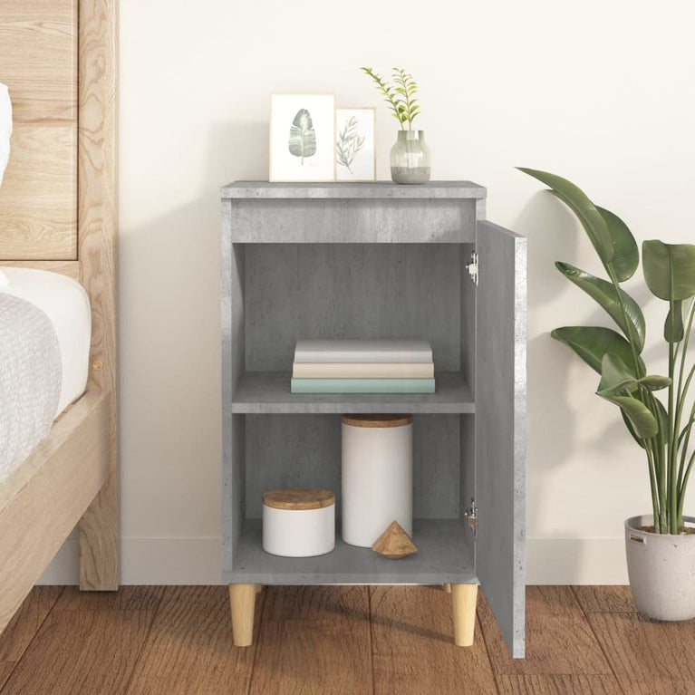 Nachtkastje 40x35x70 cm bewerkt hout betongrijs MeubelReus