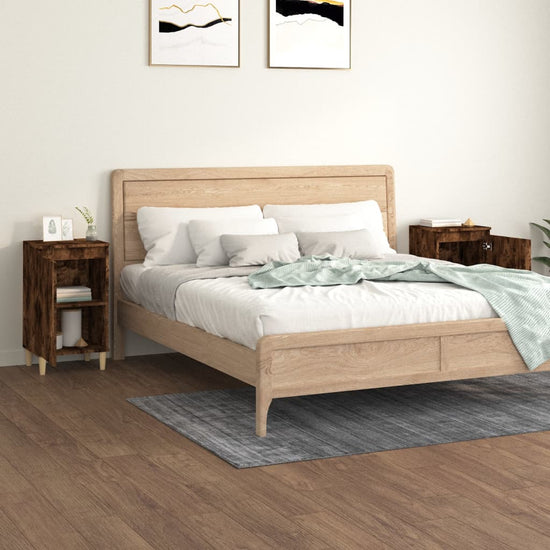 Nachtkastjes 2 st 40x35x70 cm bewerkt hout gerookt eikenkleurig MeubelReus