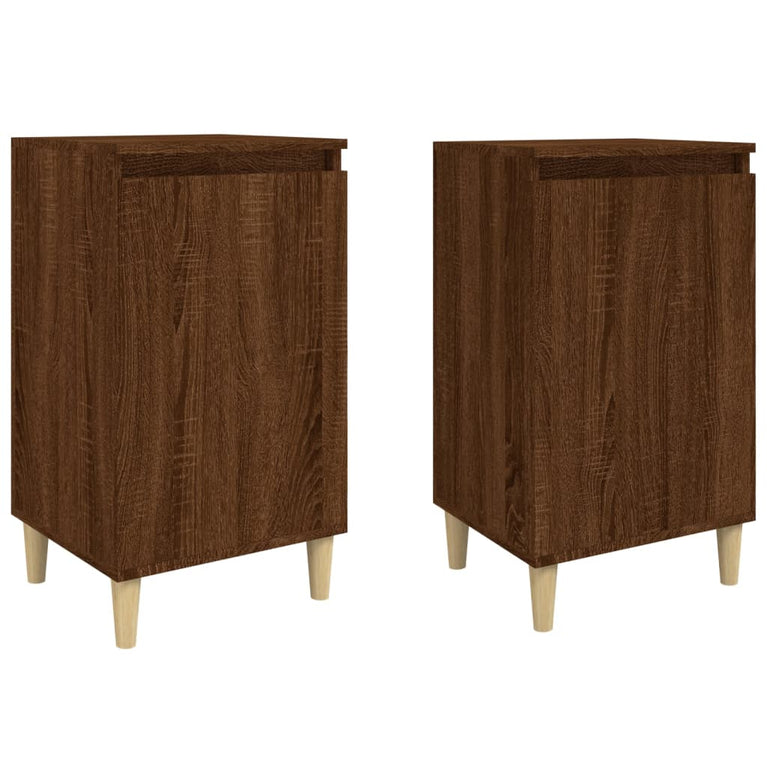 Nachtkastjes 2 st 40x35x70 cm bewerkt hout bruin eikenkleur MeubelReus