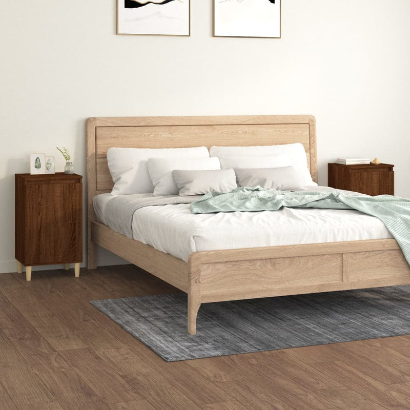 Nachtkastjes 2 st 40x35x70 cm bewerkt hout bruin eikenkleur MeubelReus
