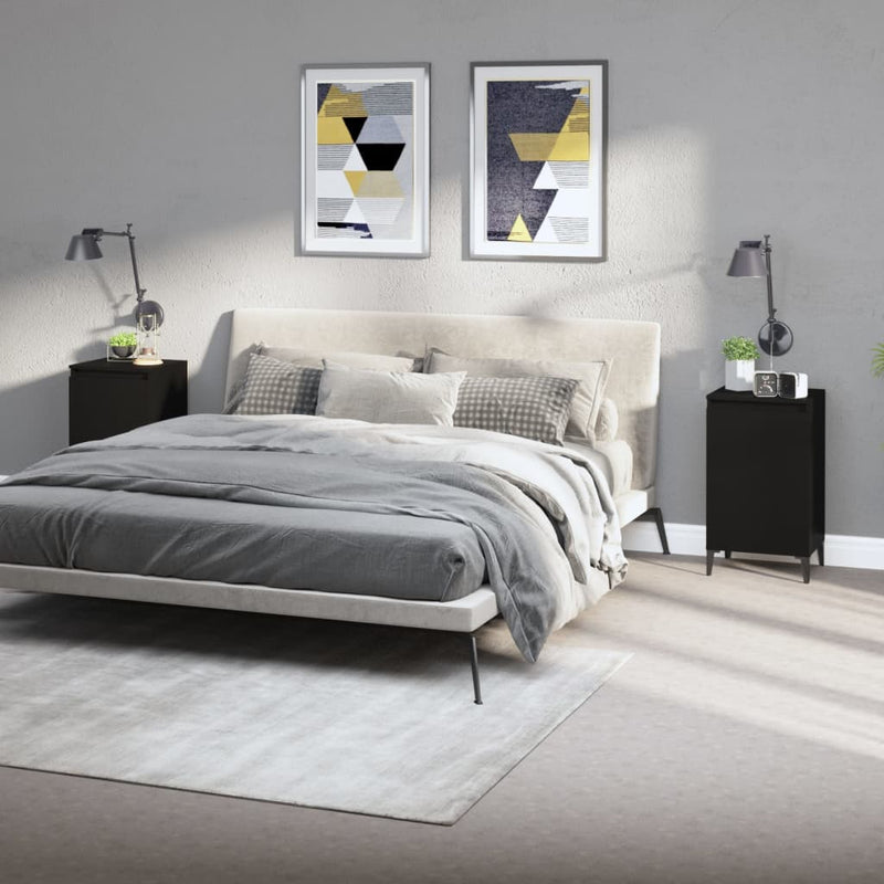 Nachtkastjes 2 st 40x35x70 cm bewerkt hout zwart MeubelReus