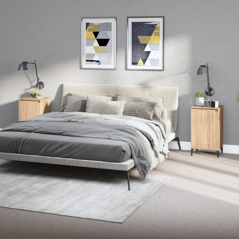 Nachtkastjes 2 st 40x35x70 cm bewerkt hout sonoma eikenkleurig MeubelReus