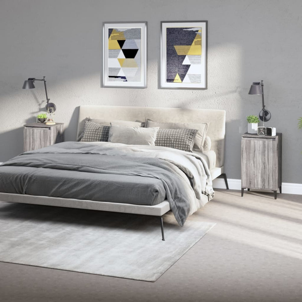 Nachtkastjes 2 st 40x35x70 cm bewerkt hout grijs sonoma eiken MeubelReus
