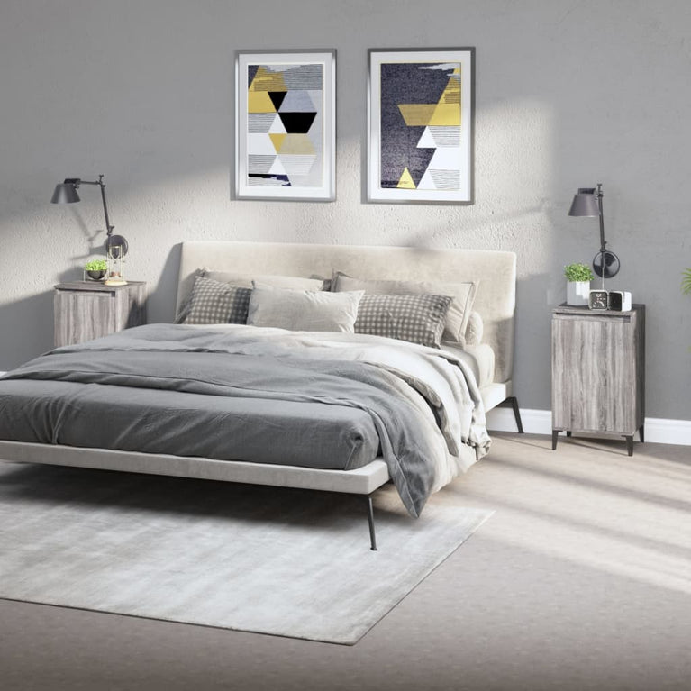 Nachtkastjes 2 st 40x35x70 cm bewerkt hout grijs sonoma eiken MeubelReus