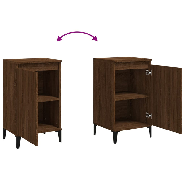 Nachtkastjes 2 st 40x35x70 cm bewerkt hout bruin eikenkleur MeubelReus