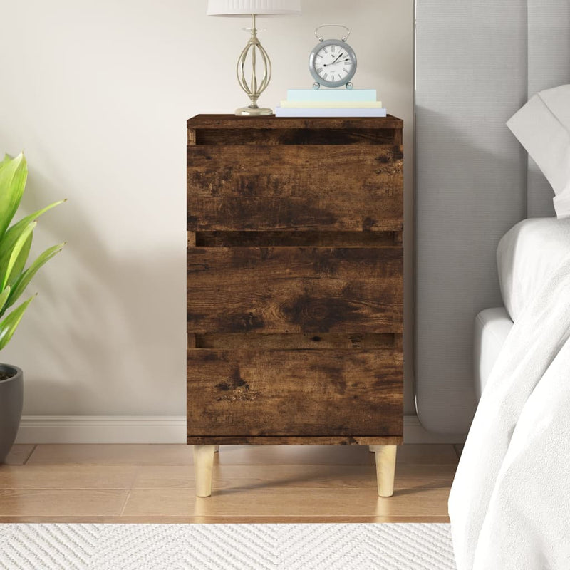 Nachtkastje 40x35x70 cm bewerkt hout gerookt eikenkleurig MeubelReus