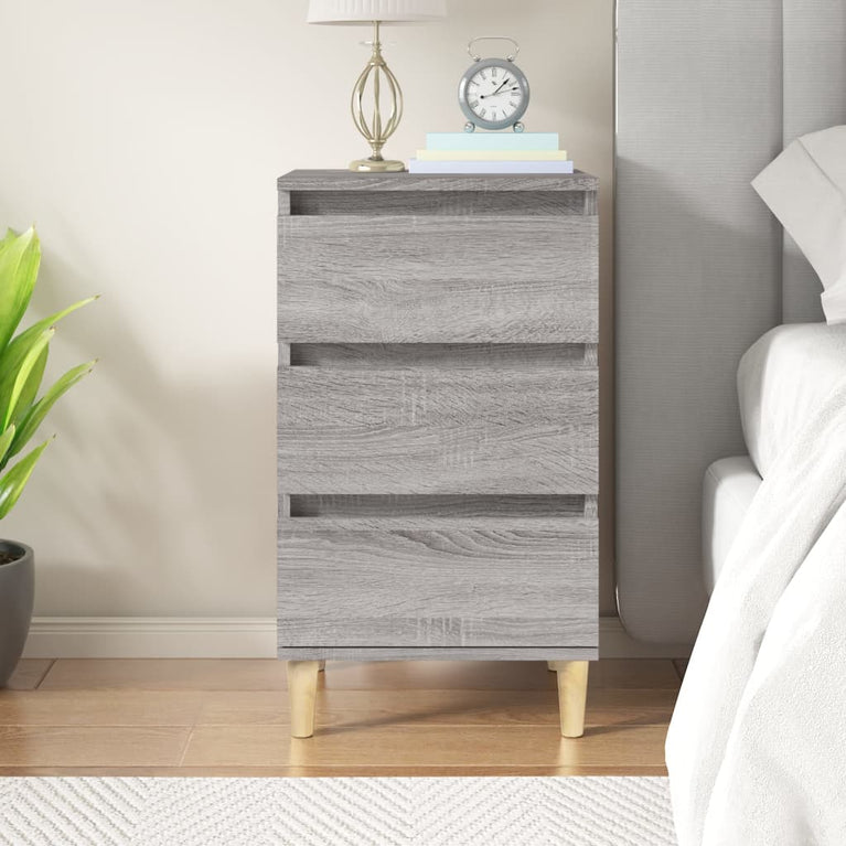 Nachtkastje 40x35x70 cm bewerkt hout grijs sonoma eikenkleurig MeubelReus
